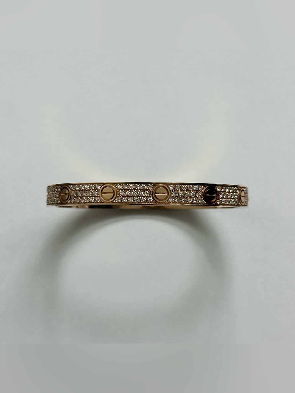 $46,550 Cartier Love Bracelet Classic Model Paved Diamond 18K Rose Gold Size 19 - Picture 2 of 6
